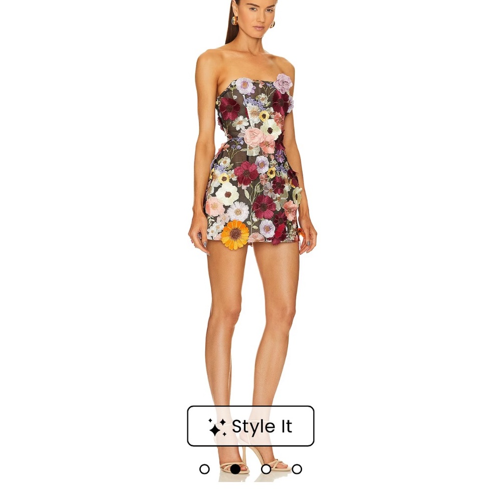 Bronx and Banco Maraya Bouquet Floral Strapless Bodycon Dress for Cocktail - Picture 4 of 8